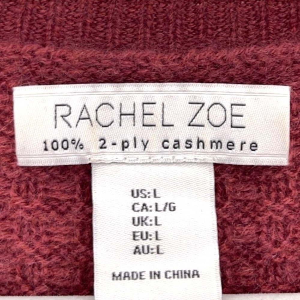 Rachel Zoe Pink Cashmere Waffle Knit Sweater L Crew Neck Drop Shoulder Luxury - Picture 6 of 8